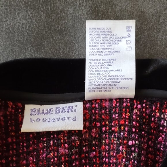 Blueberi Boulevard Red & Pink Tweed Coat  Holiday Festive Girl Size 7 - Picture 8 of 8